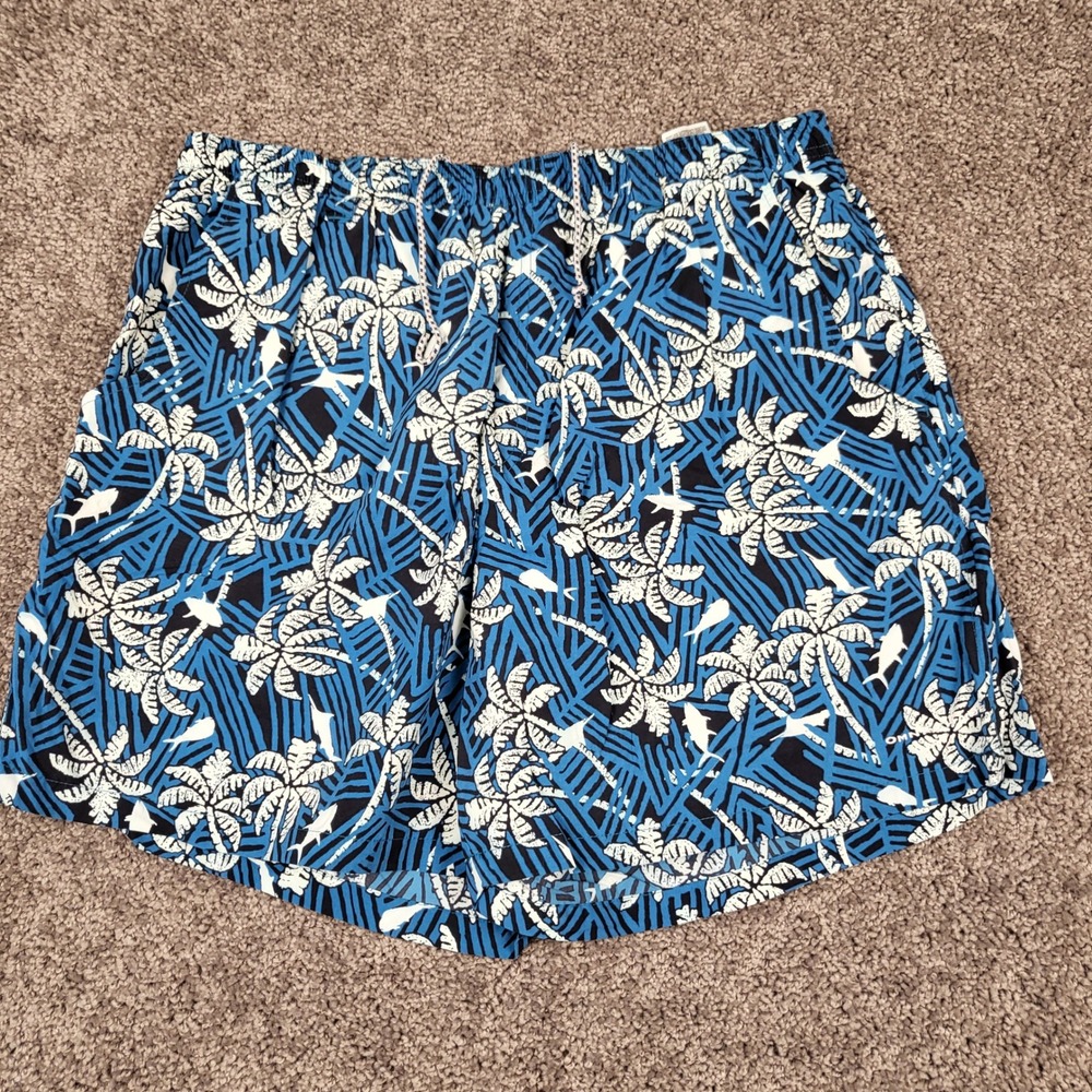 Columbia PFG Shorts Mens XL Blue Palm Tree Shark Fishing Mesh Lined 6in